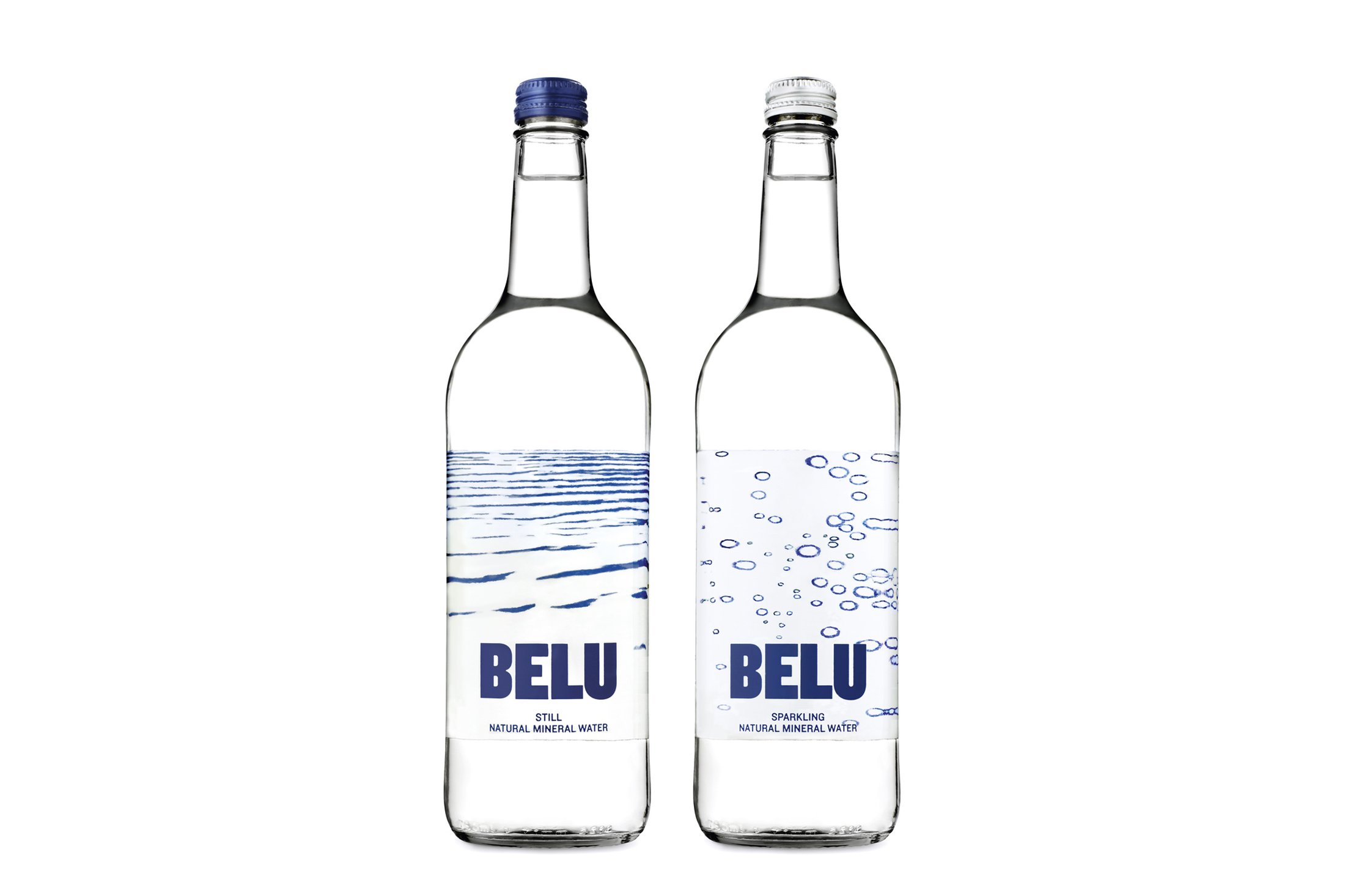 Branding and packaging for ethical water brand Belu.